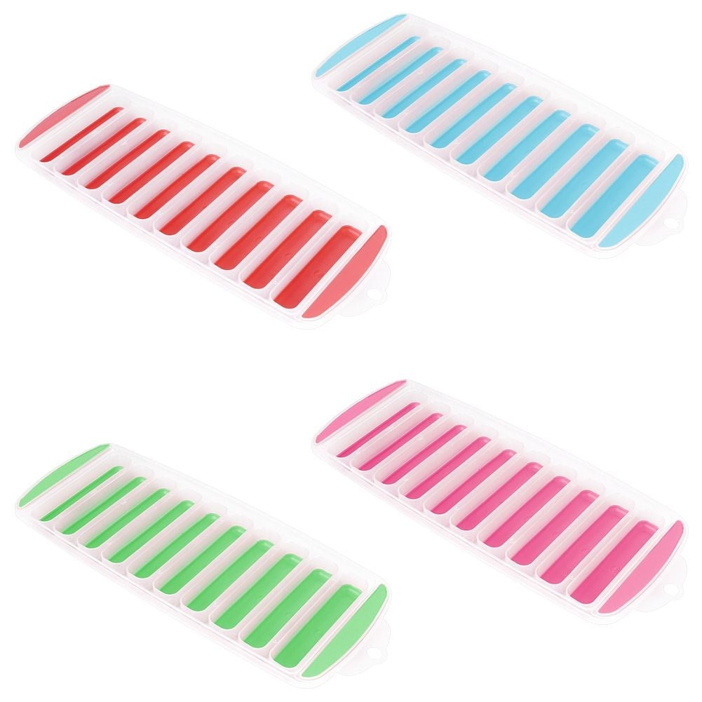 Ice mold with silicone base for 10 rectangular ice cubes
