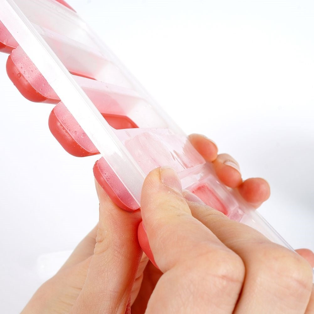 Ice mold with silicone base for 10 rectangular ice cubes