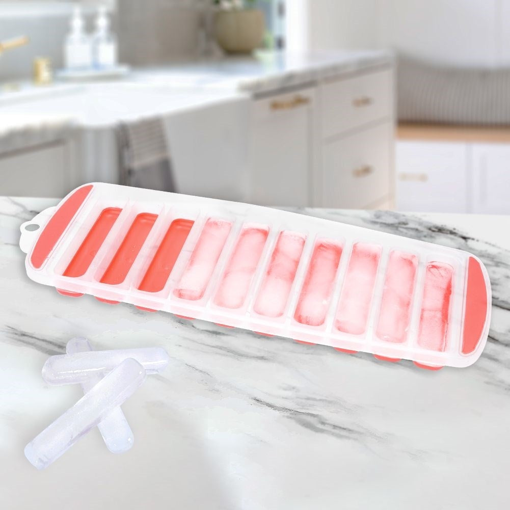 Ice mold with silicone base for 10 rectangular ice cubes
