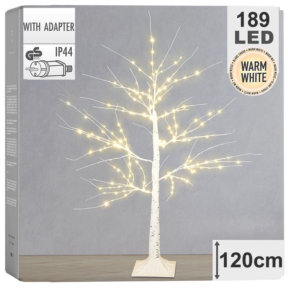 Illuminated Birch tree with 189 LED lights for Christmas decoration