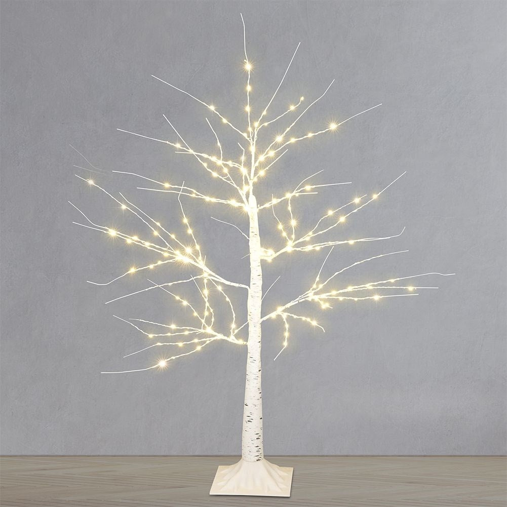 Illuminated Birch tree with 189 LED lights for Christmas decoration