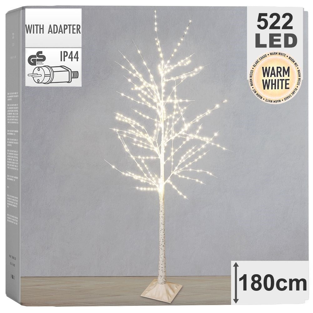 Illuminated Birch tree with 522 LEDs for Christmas decoration