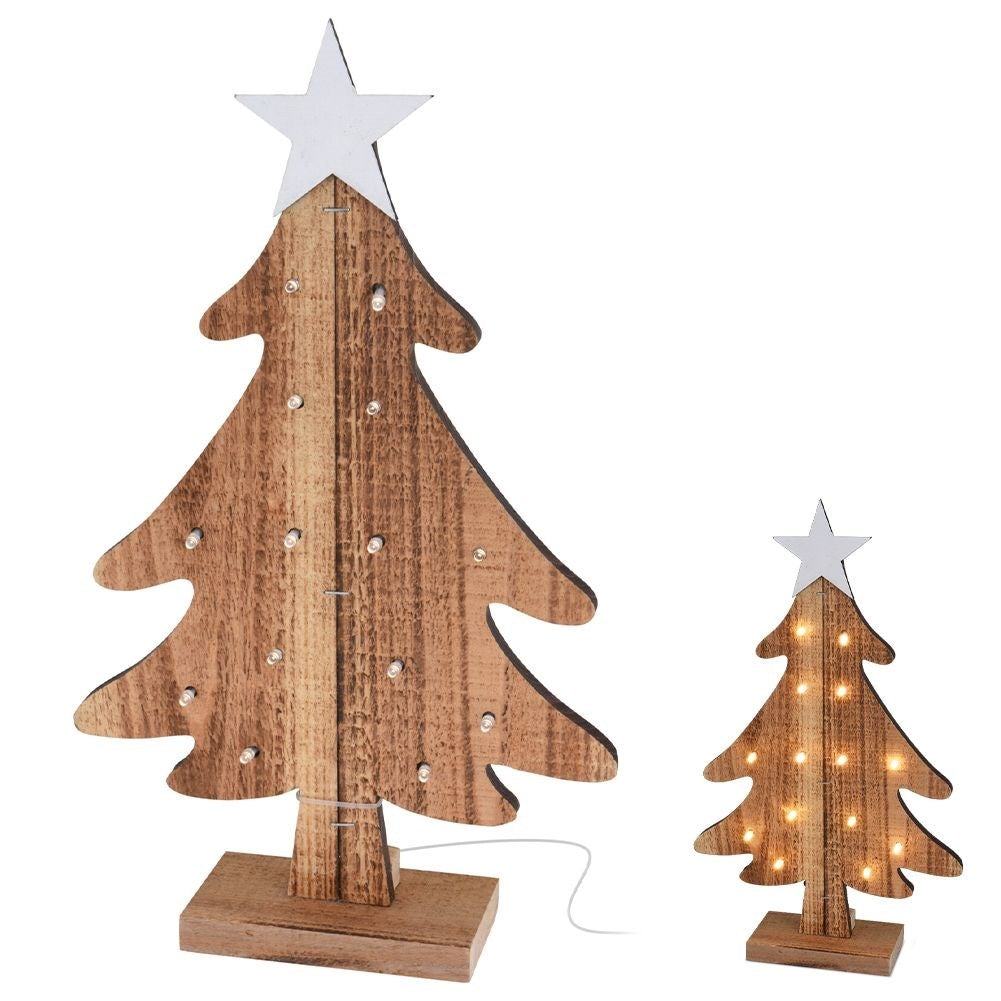 Illuminated Christmas tree 37.5 cm in wood with 14 LED lights