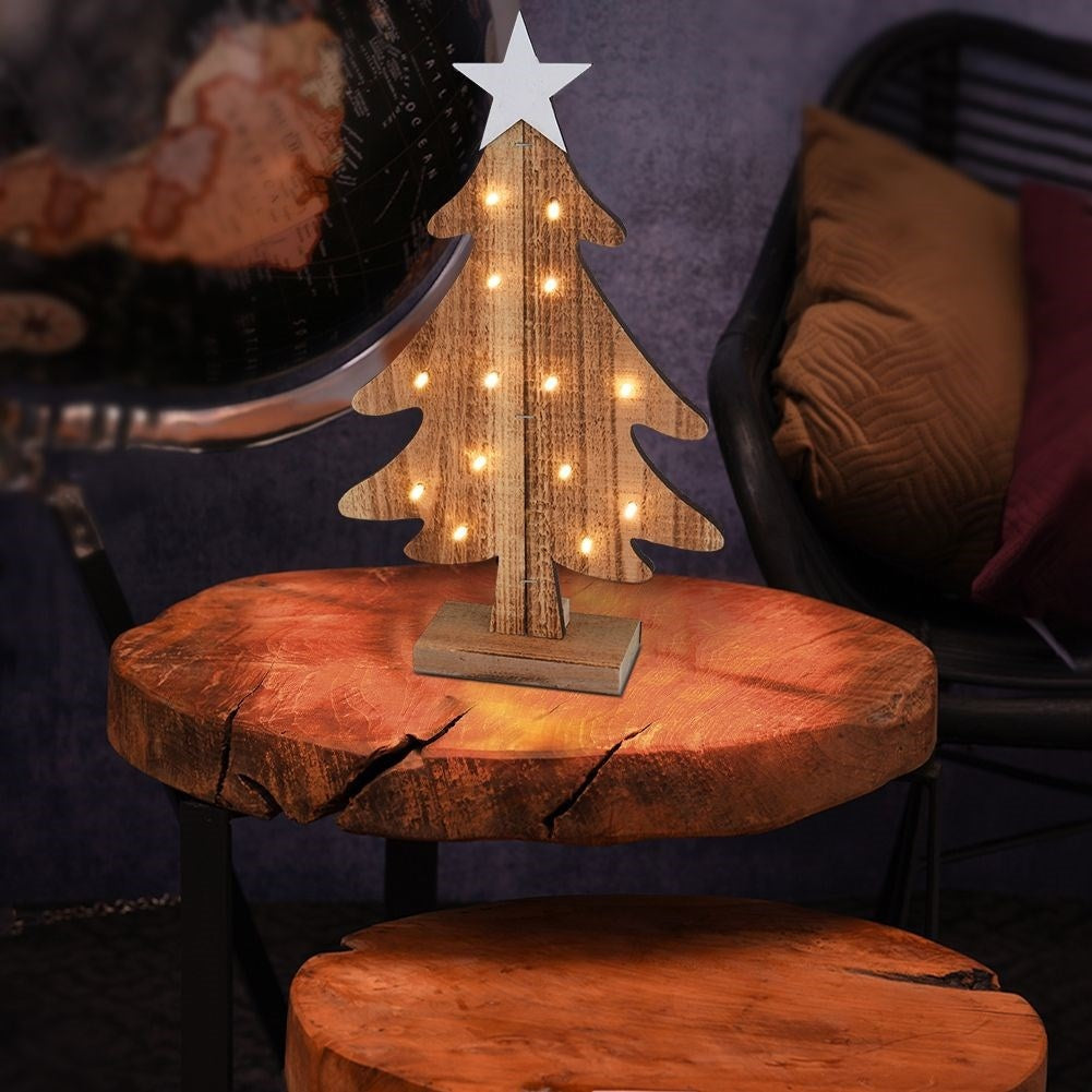 Illuminated Christmas tree 37.5 cm in wood with 14 LED lights