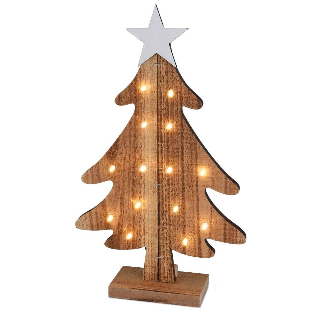 Illuminated Christmas tree 37.5 cm in wood with 14 LED lights