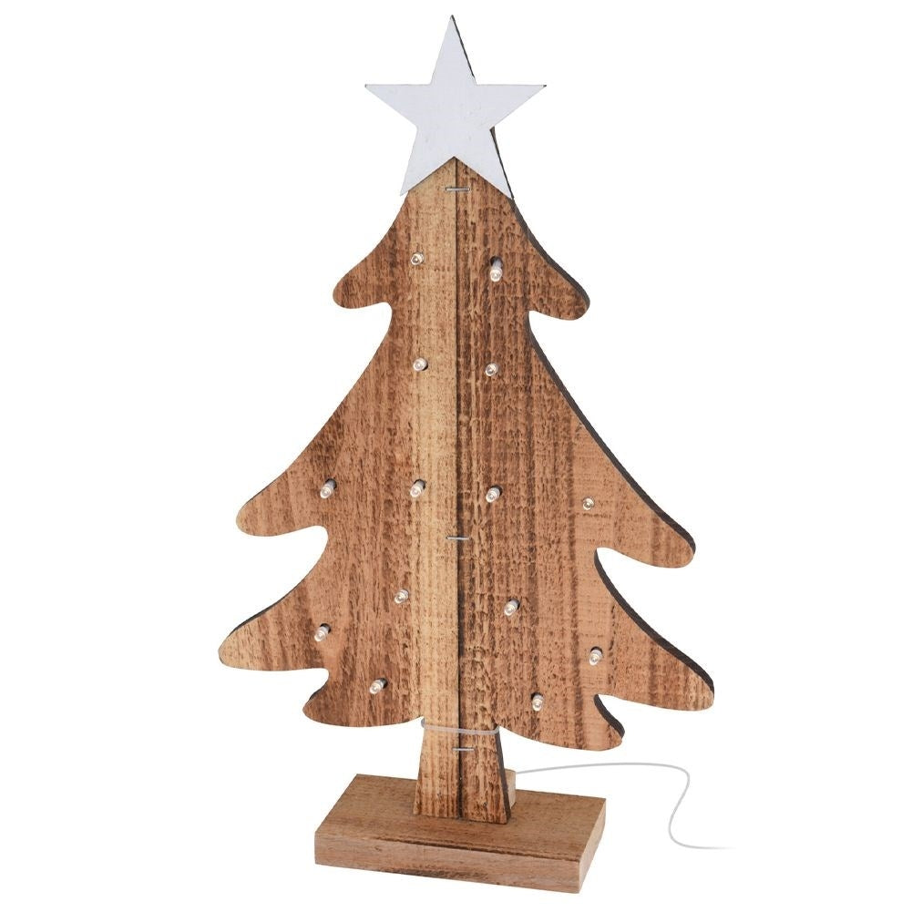 Illuminated Christmas tree 37.5 cm in wood with 14 LED lights