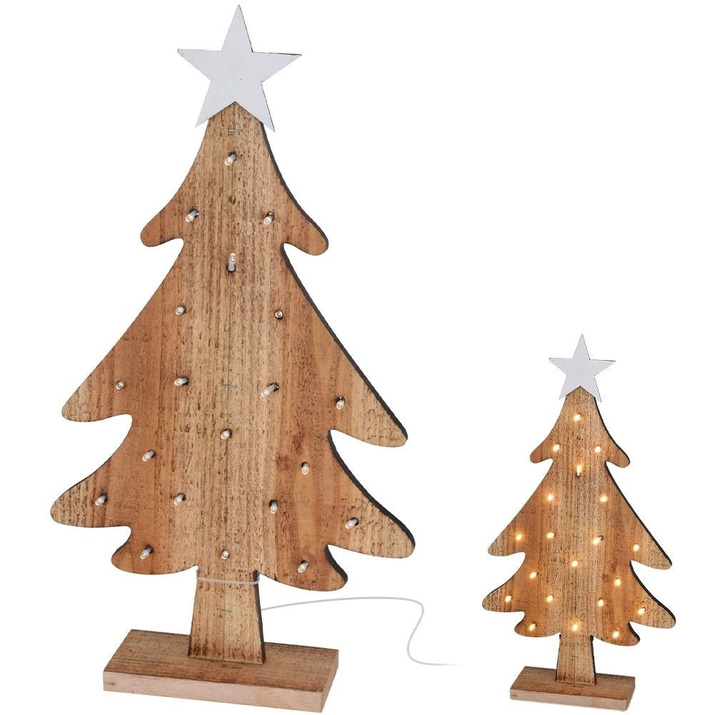 Illuminated Christmas tree 48 cm with 20 LED lights in wood