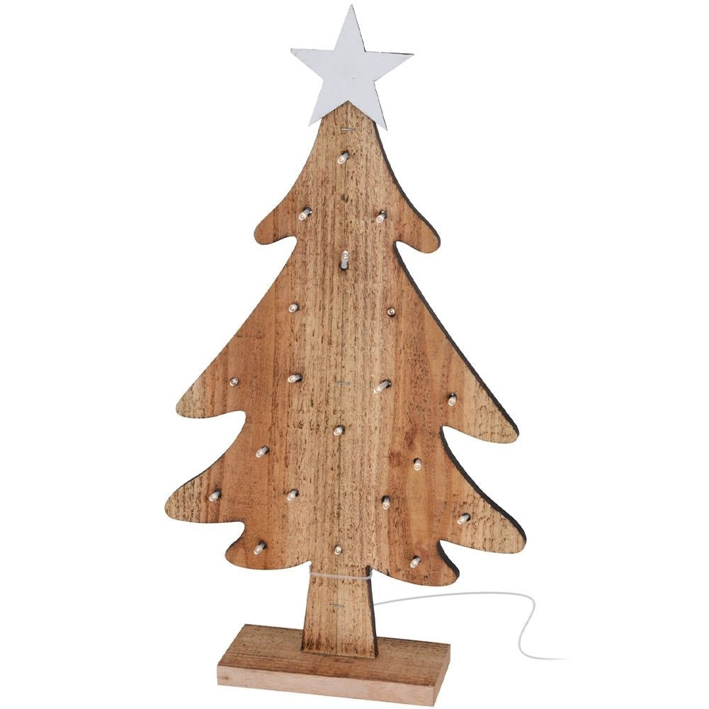 Illuminated Christmas tree 48 cm with 20 LED lights in wood