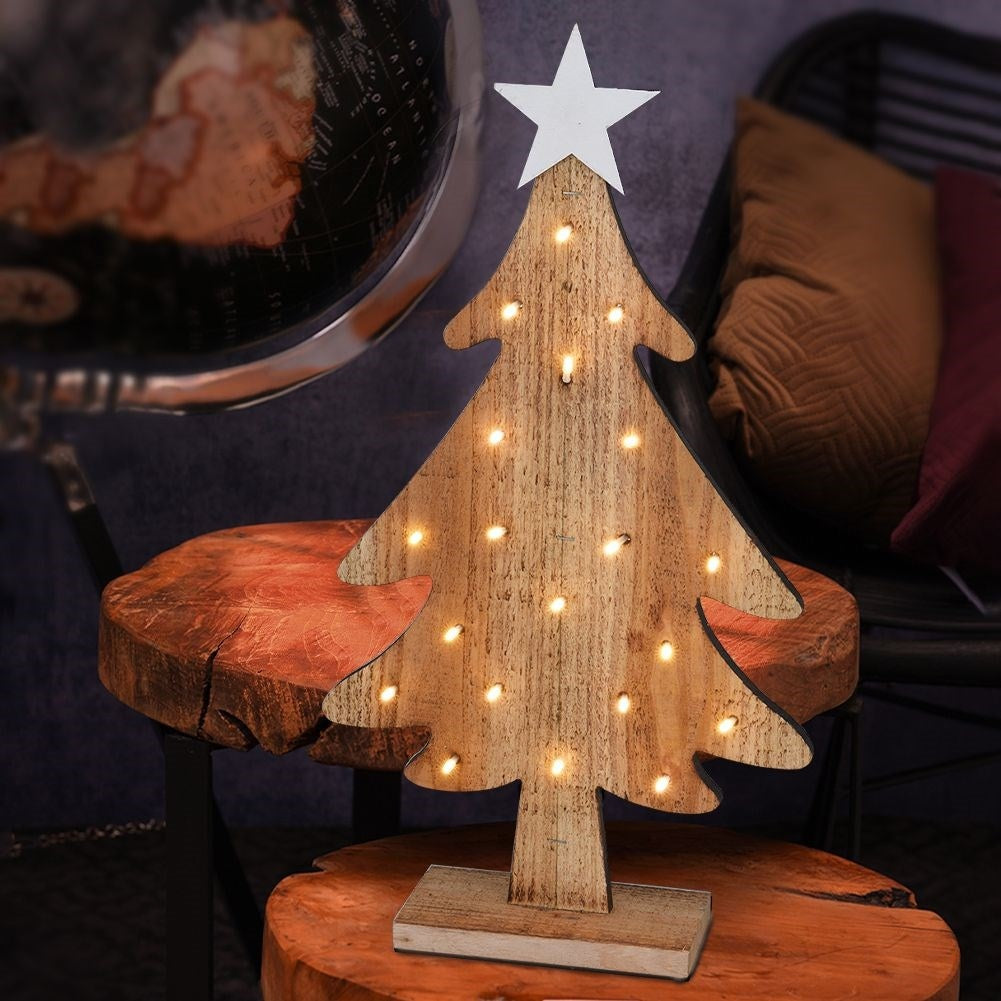 Illuminated Christmas tree 48 cm with 20 LED lights in wood