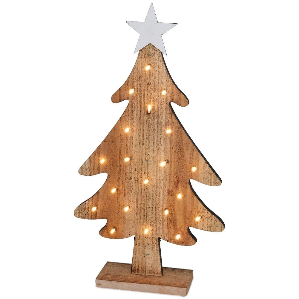 Illuminated Christmas tree 48 cm with 20 LED lights in wood