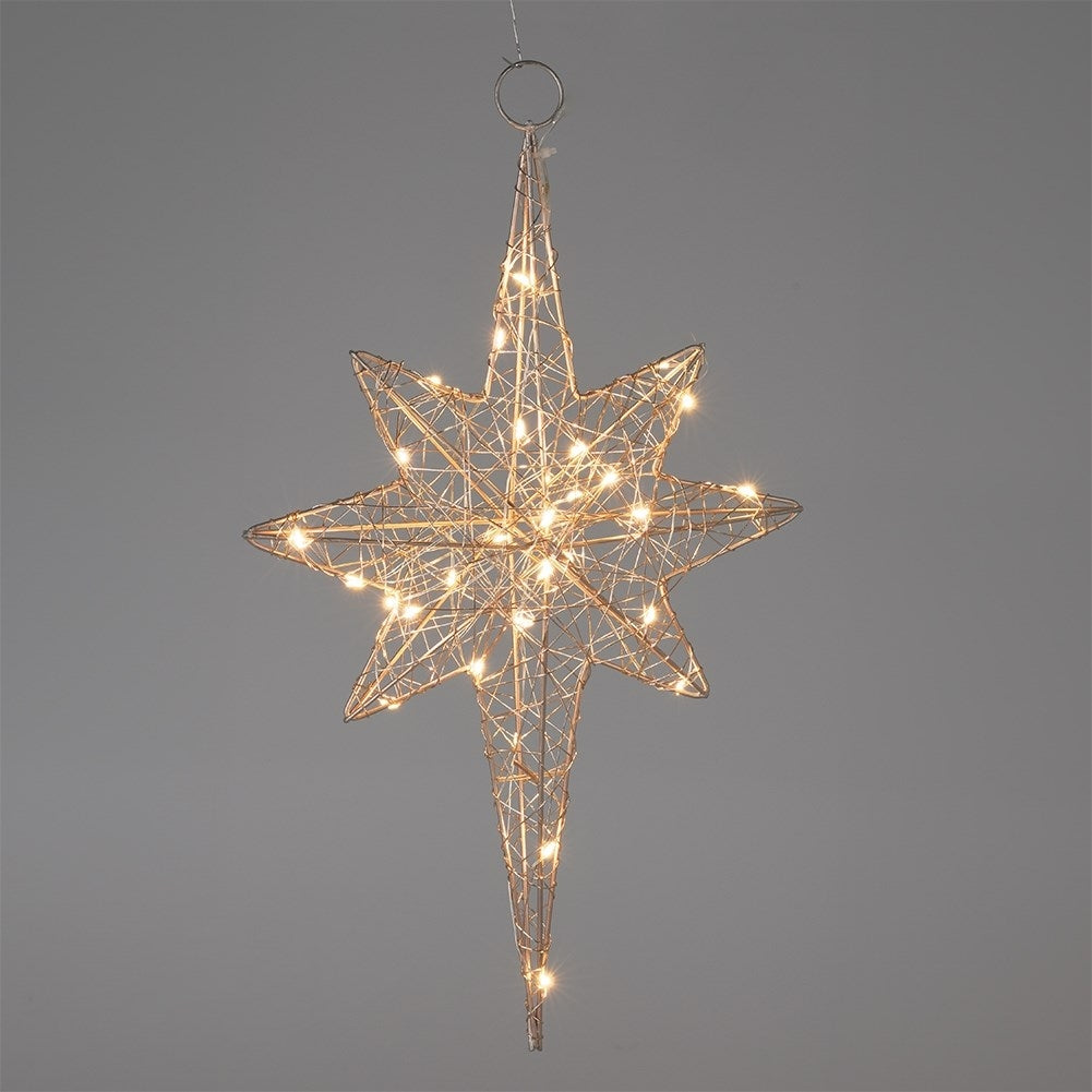 Illuminated gold star 21x35 cm with 30 LEDs for Christmas