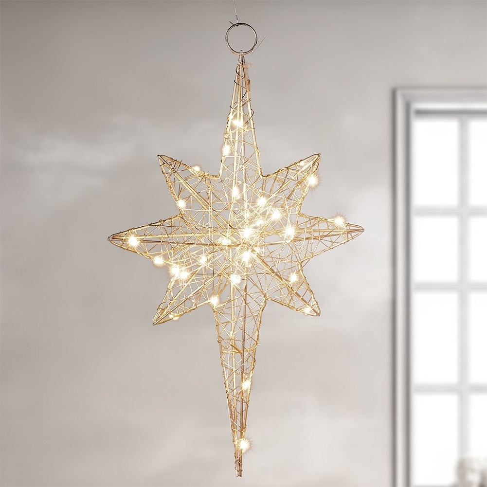 Illuminated gold star 21x35 cm with 30 LEDs for Christmas