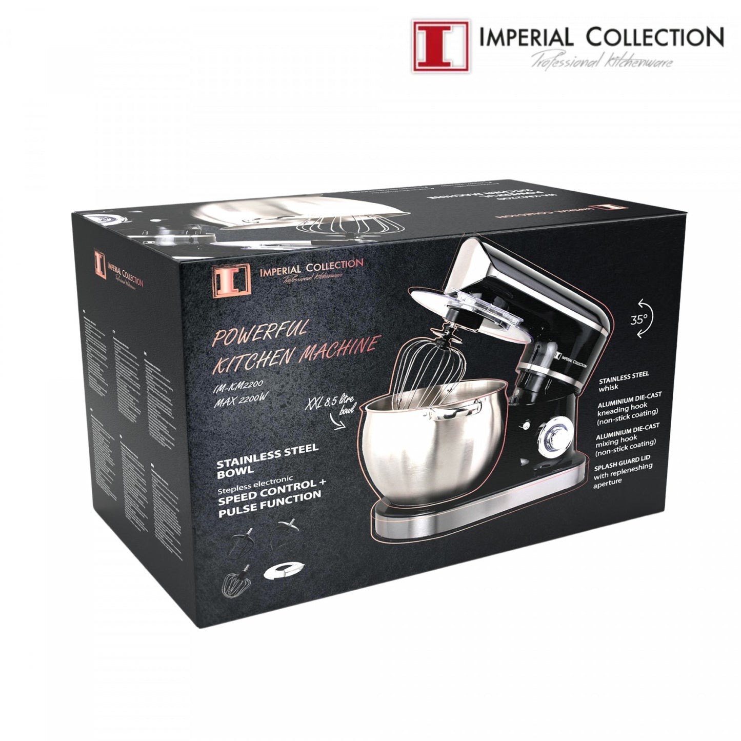 Imperial Collection 2200W Stand Mixer with 8.5L S/S Mixing Bowl Black