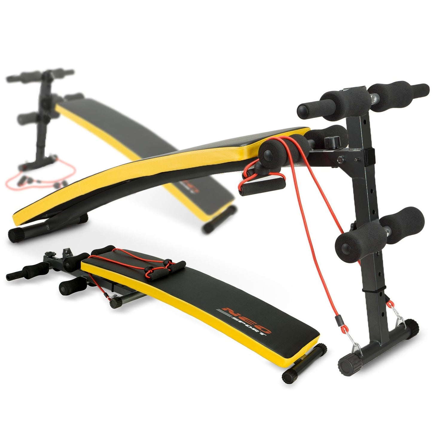 Incline bench for exercising with Neo-Sport NS-08G expanders