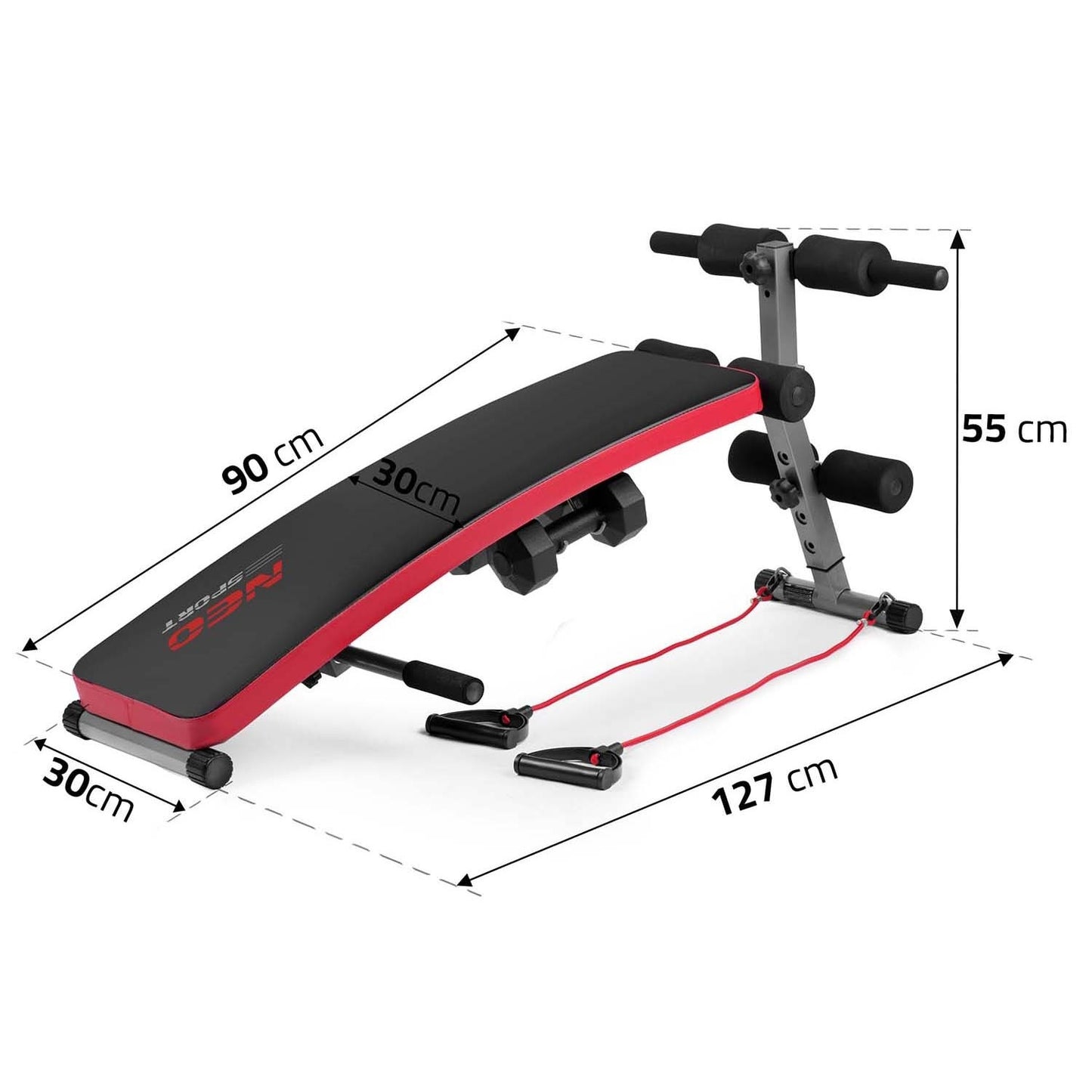 Incline exercise bench with expanders and dumbbells Neo-Sport NS-211