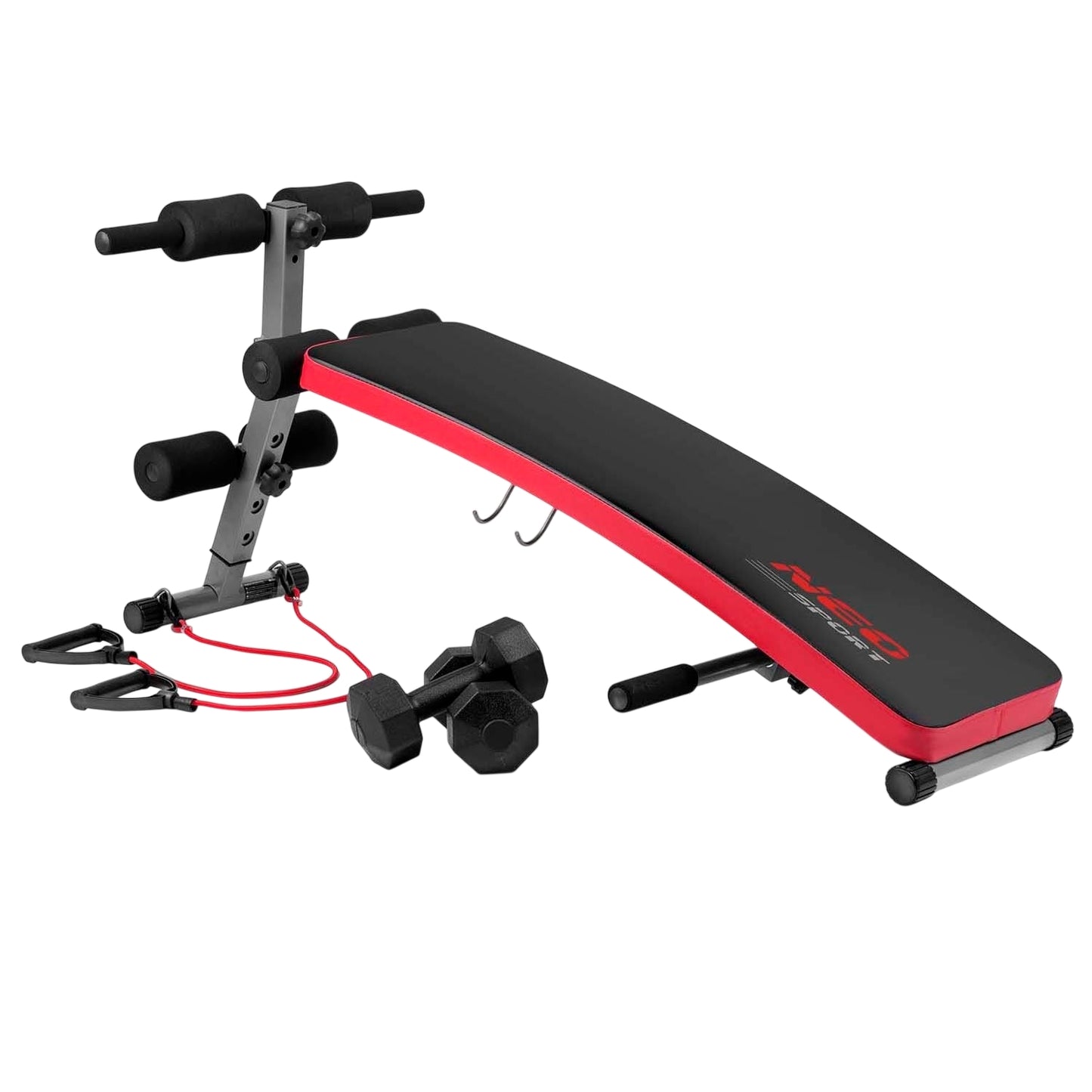 Incline exercise bench with expanders and dumbbells Neo-Sport NS-211