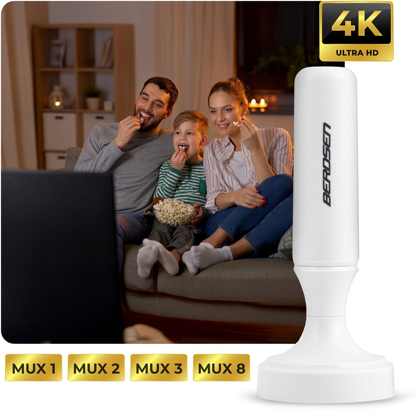 Indoor TV Antenna 360° Ultra HD 4K, White