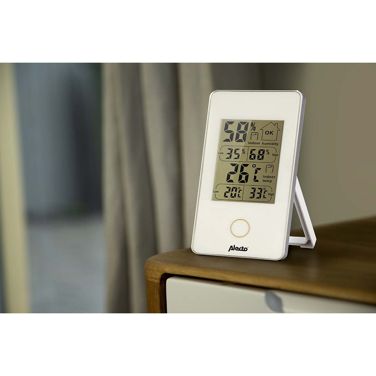 Indoor Thermometer with Humidity Display, Battery Operated