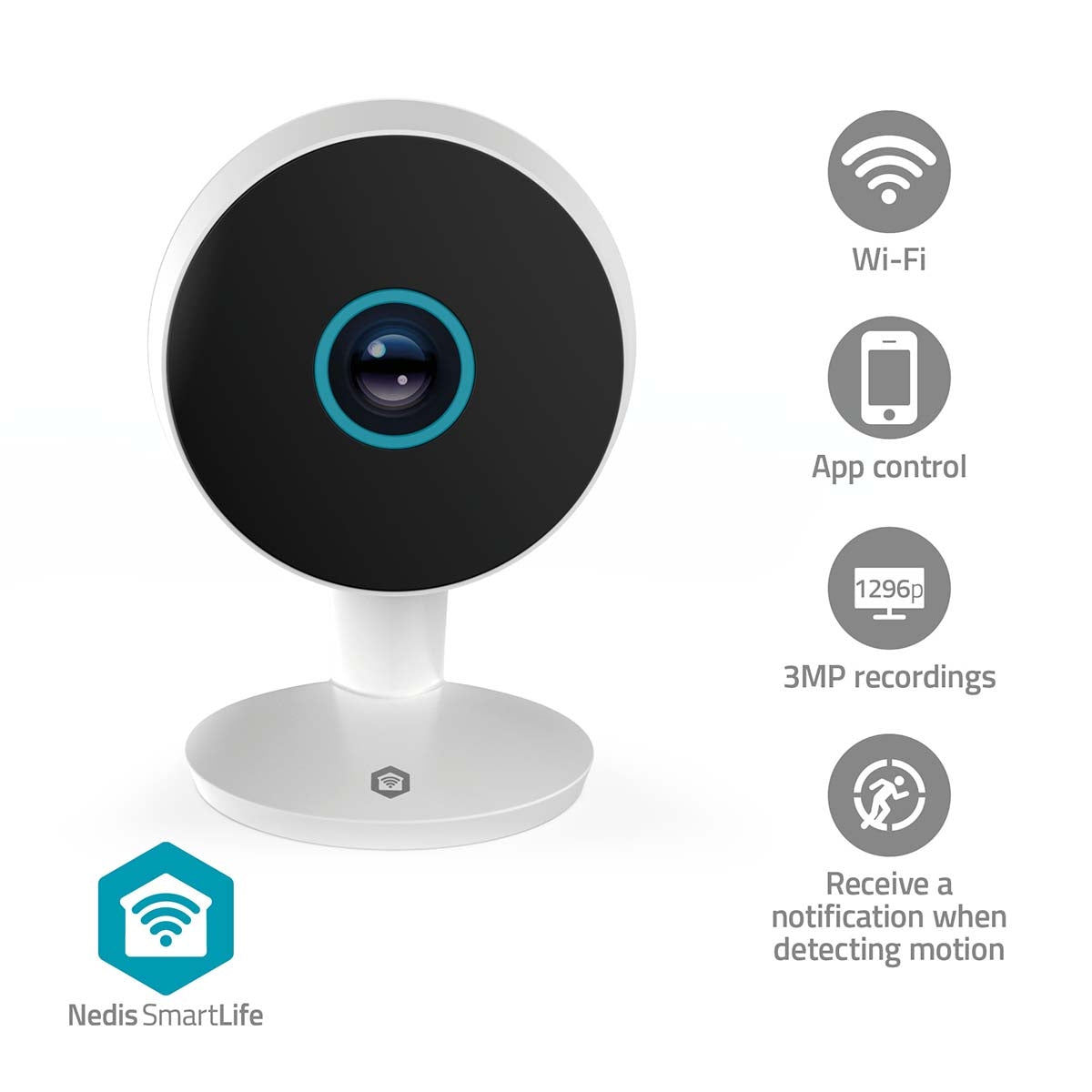 Indoor Wi-Fi Camera, 3MP HD, Night Vision, Motion Sensor
