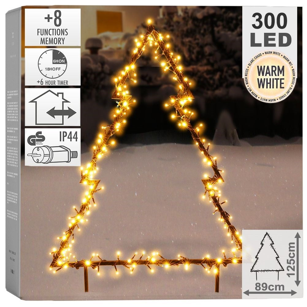 Indoor and outdoor LED lighted Christmas tree, black metal