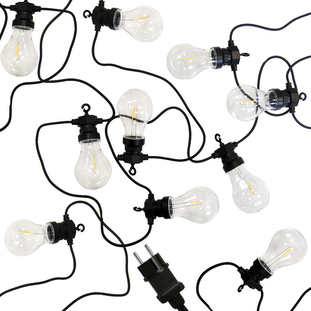 Indoor and outdoor garland with warm light bulbs