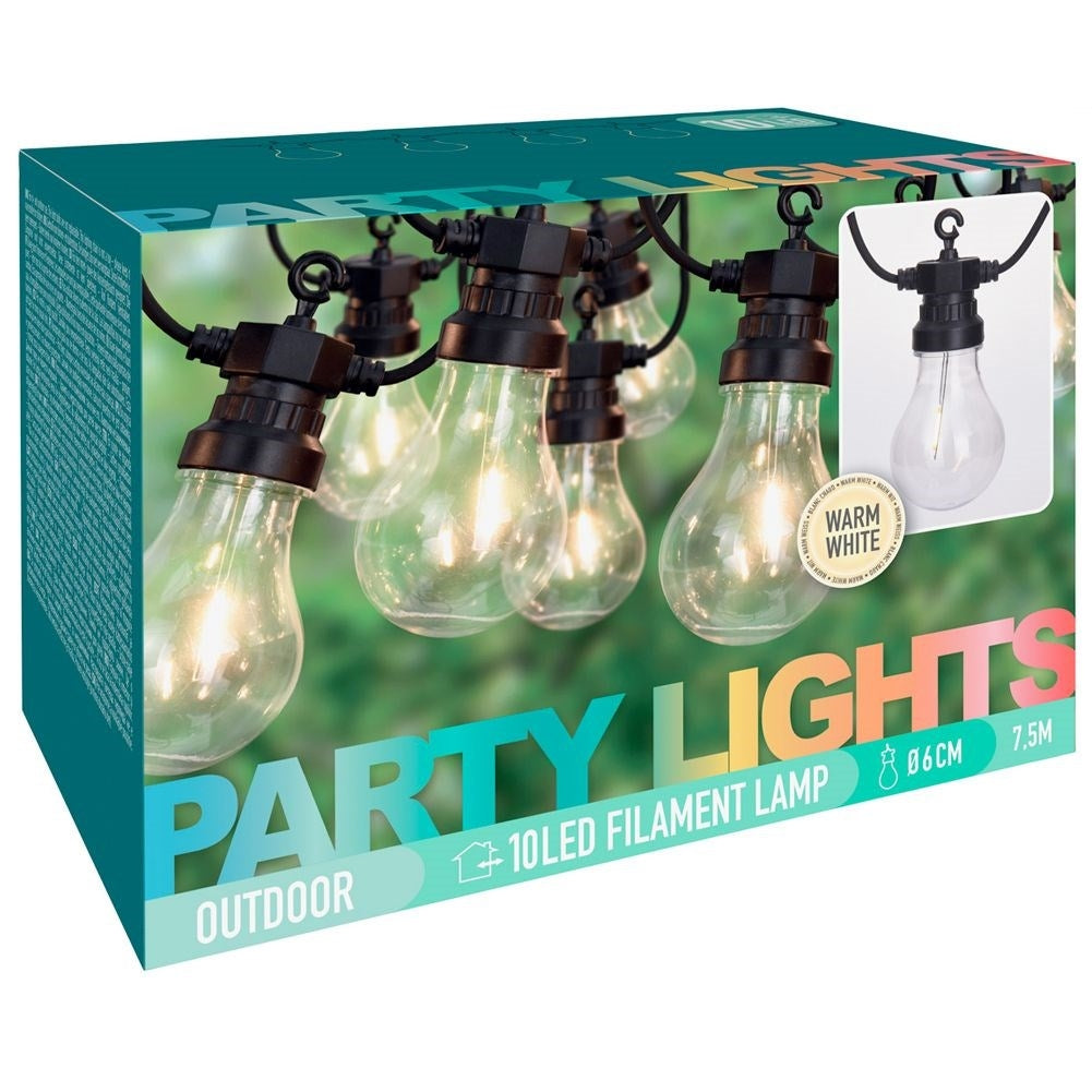 Indoor and outdoor garland with warm light bulbs