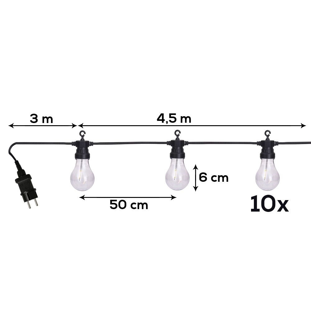 Indoor and outdoor garland with warm light bulbs