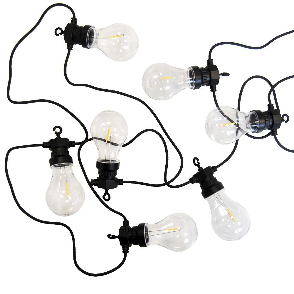 Indoor and outdoor garland with warm light bulbs