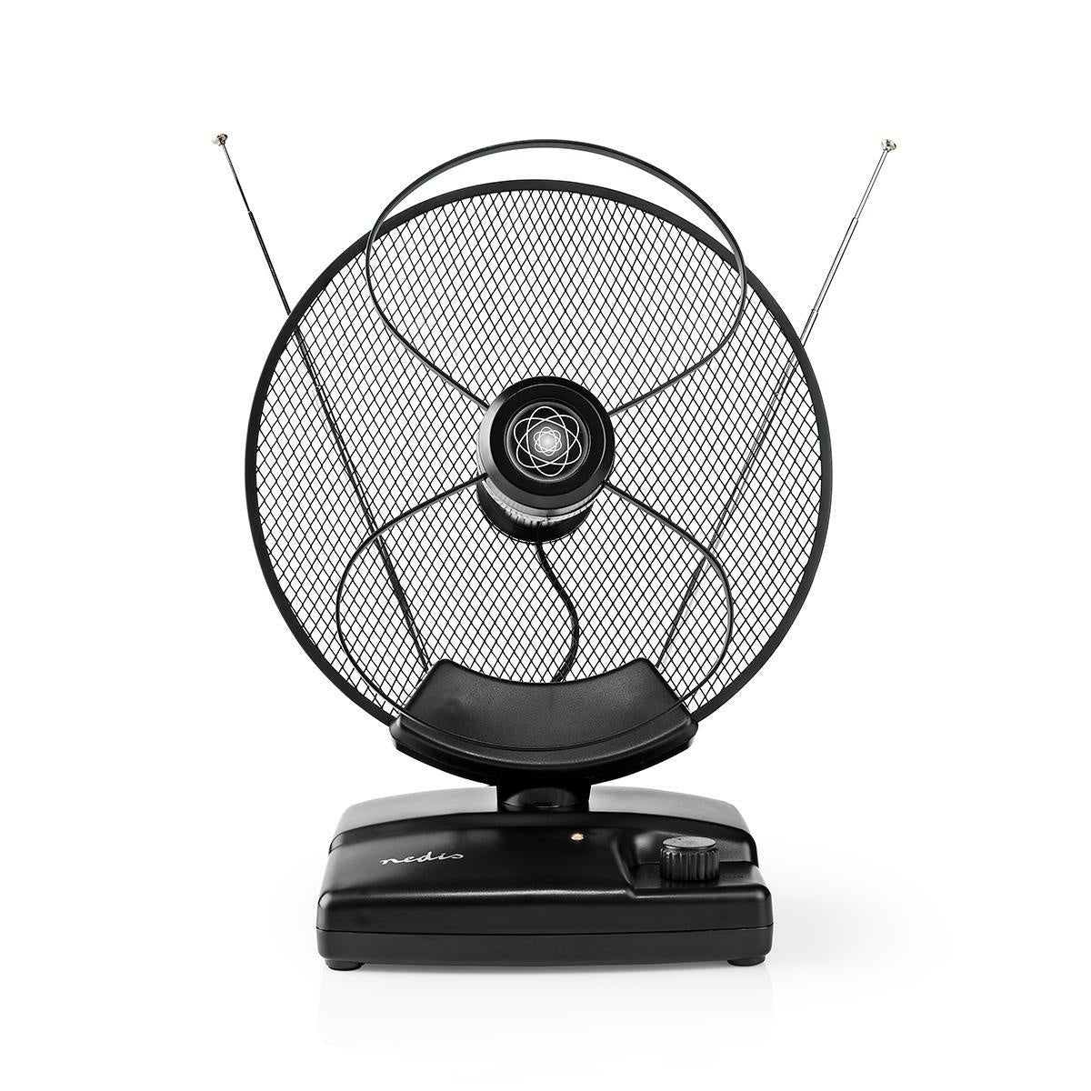 Indoor antenna | Active | FM / UHF / VHF | Reception area: 0-25 km | LTE700 | Gain: 36 dB | Gain Control | ABS | Black