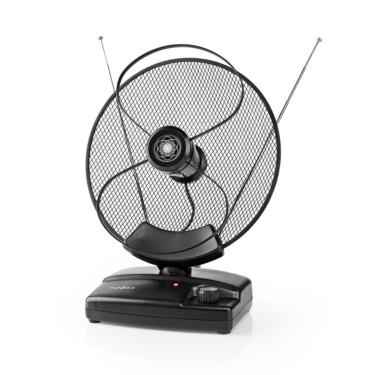 Indoor antenna | Active | FM / UHF / VHF | Reception area: 0-25 km | LTE700 | Gain: 36 dB | Gain Control | ABS | Black