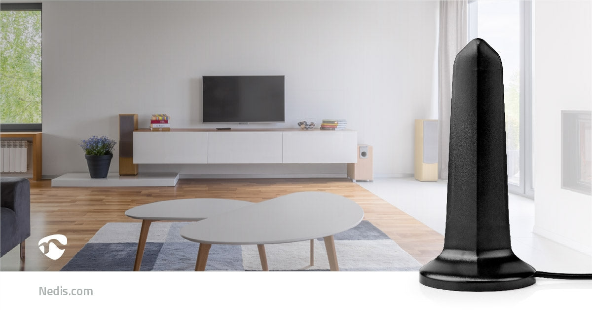 Indoor antenna | Active | UHF | Reception area: 0-15 km | LTE700 | Gain: 26 dB | ABS | Black