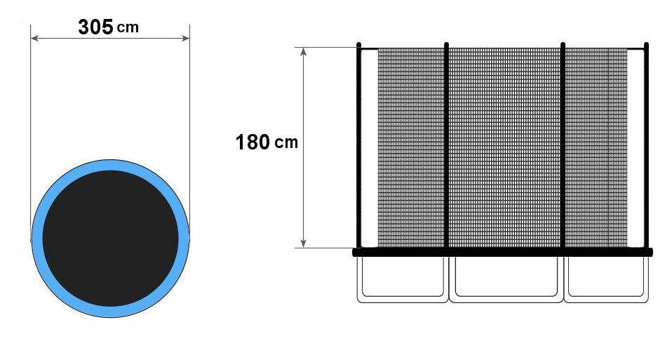 Indoor trampoline protective net 305cm 10ft/6