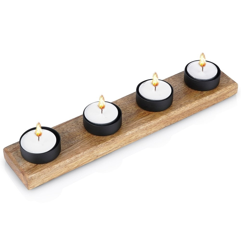 Industrial Candlestick in Black Wood and Metal for Advent