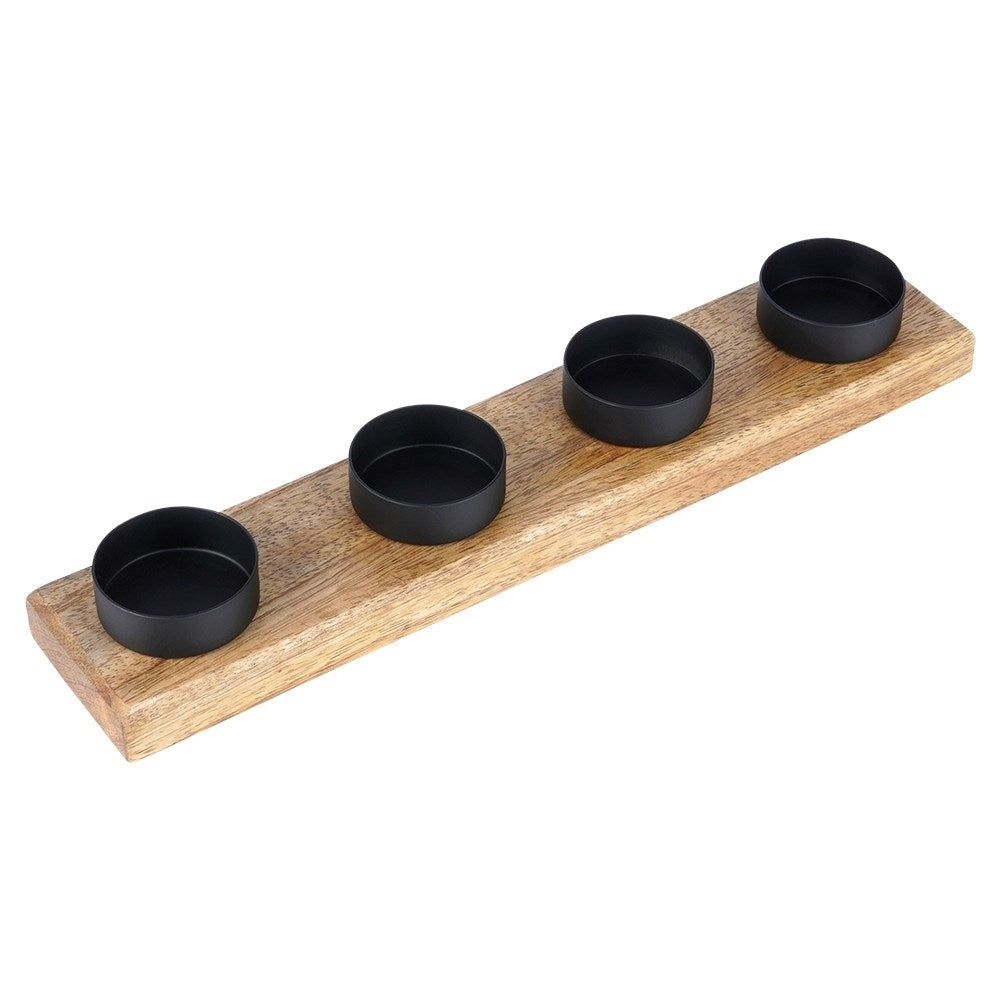 Industrial Candlestick in Black Wood and Metal for Advent
