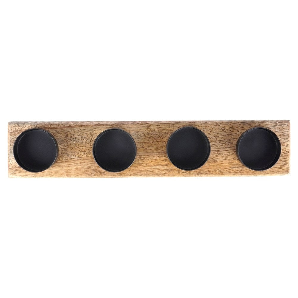 Industrial Candlestick in Black Wood and Metal for Advent