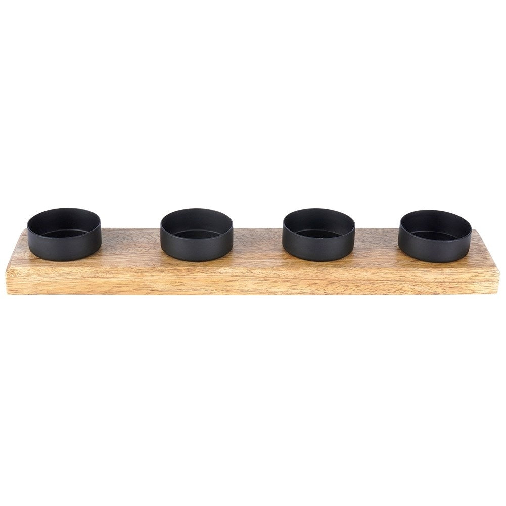 Industrial Candlestick in Black Wood and Metal for Advent