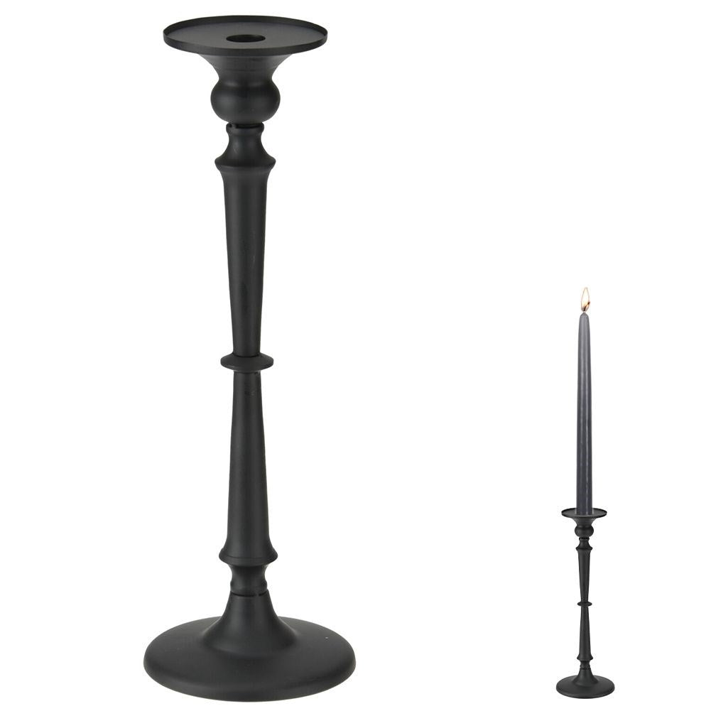 Industrial Classic Candlestick in Matt Black Finish