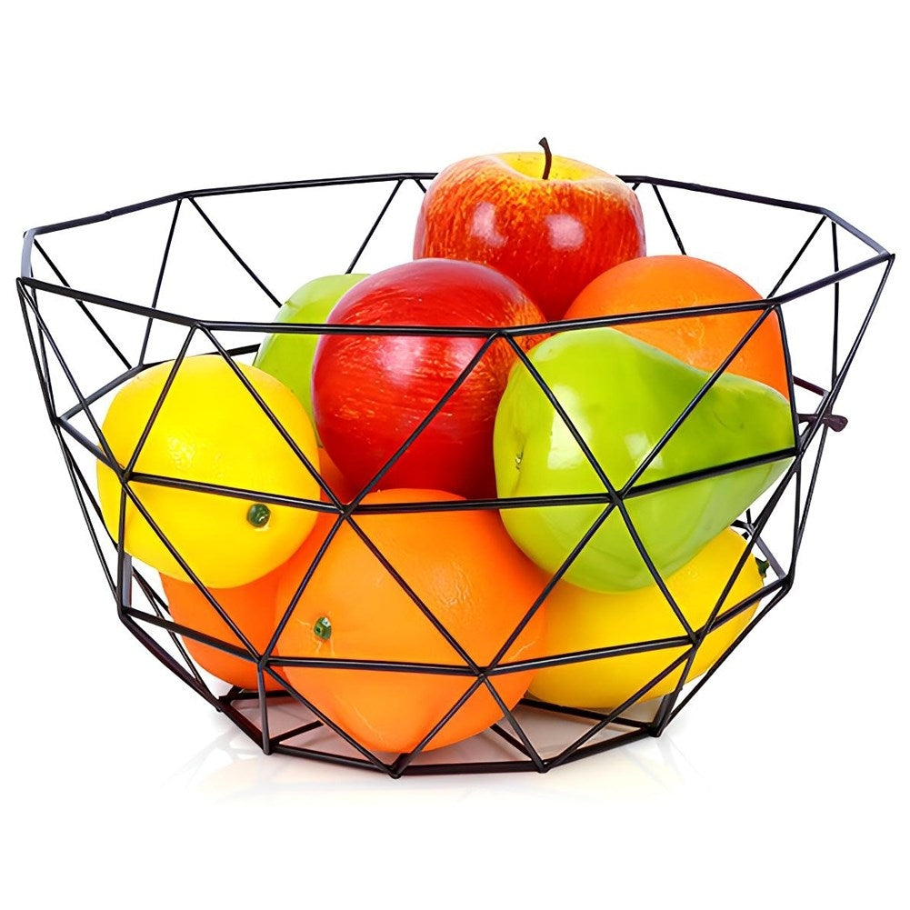 Industrial Fruit Basket in Black Metal for Kitchen and Home
