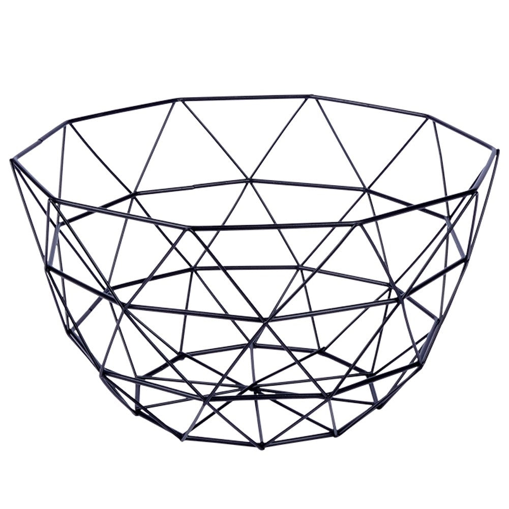 Industrial Fruit Basket in Black Metal for Kitchen and Home