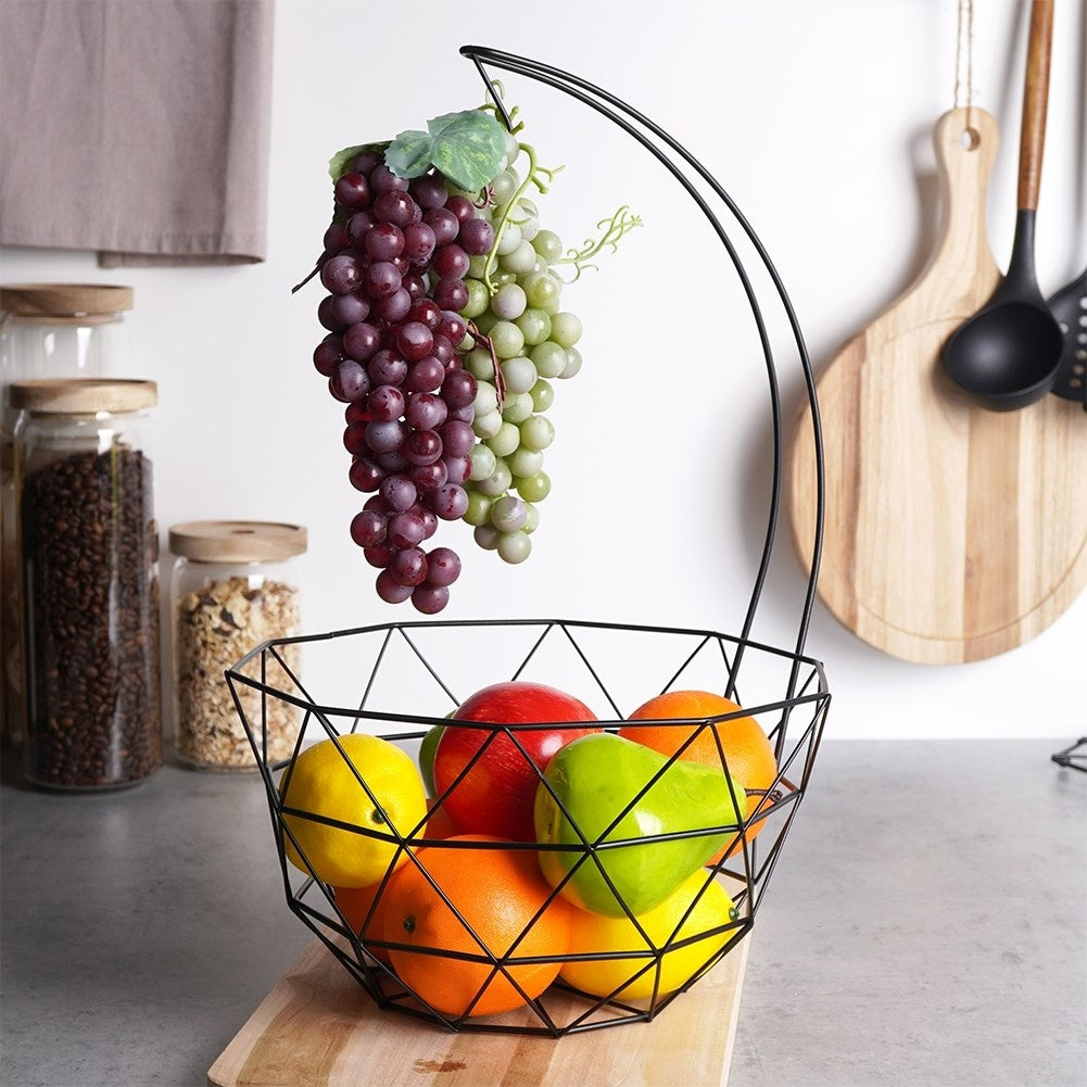 Industrial Fruit Basket in Black Metal for Kitchen and Home