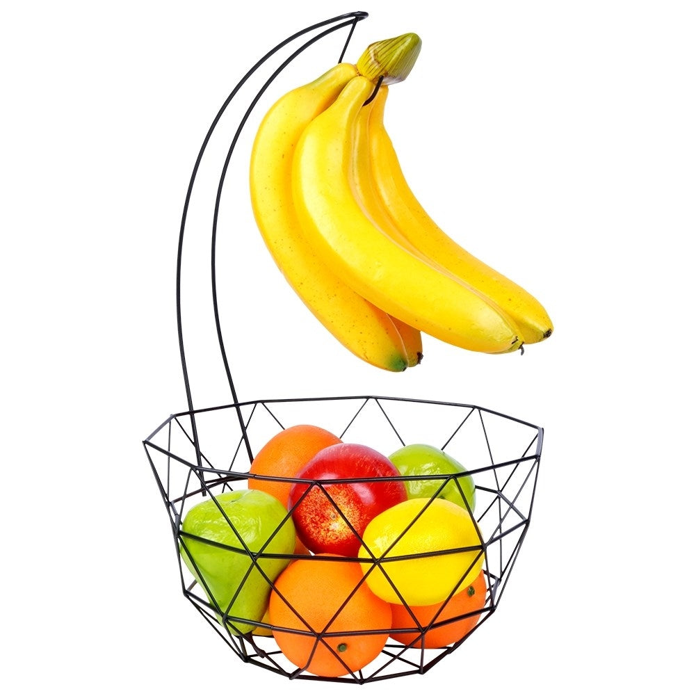 Industrial Fruit Basket in Black Metal for Kitchen and Home