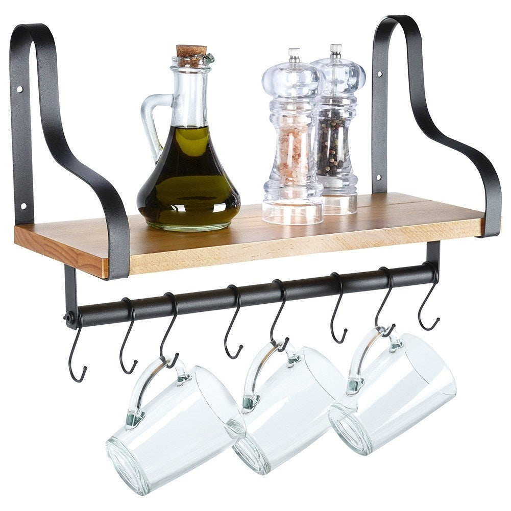 Industrial LOFT wall-mounted shelf in black metal and wood
