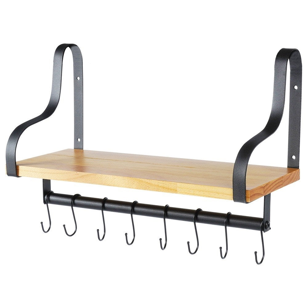 Industrial LOFT wall-mounted shelf in black metal and wood