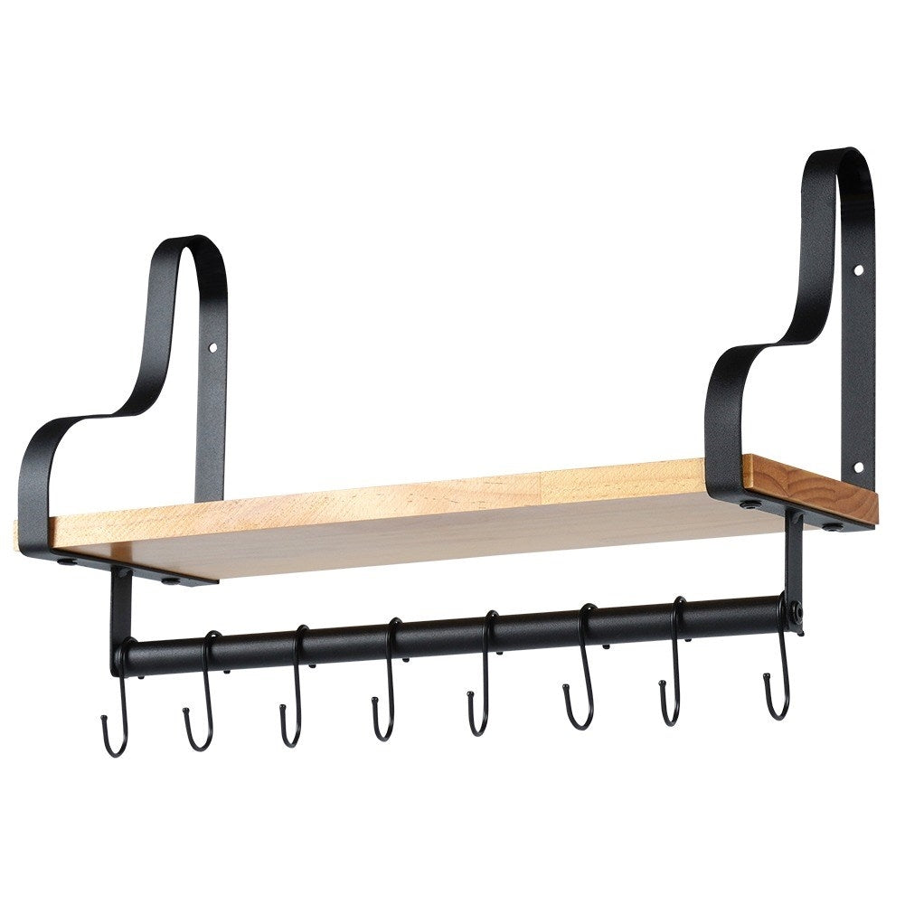 Industrial LOFT wall-mounted shelf in black metal and wood