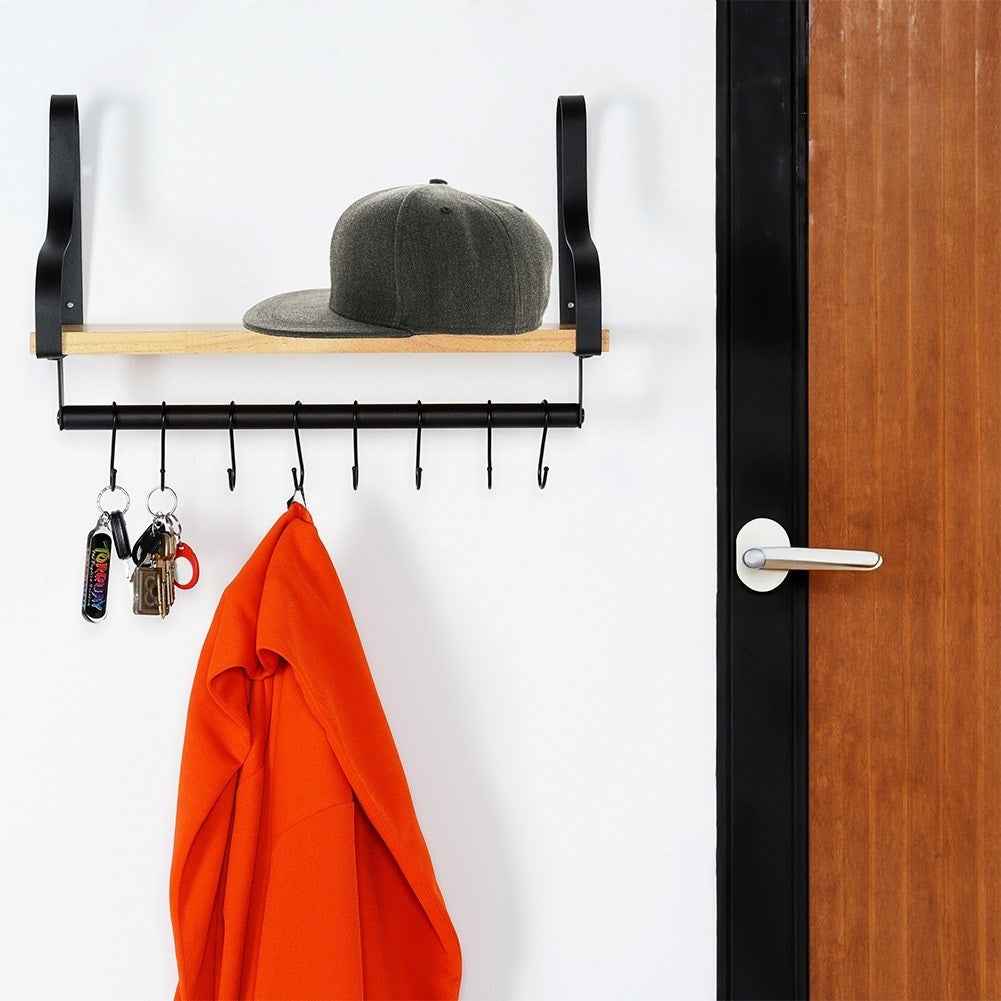 Industrial LOFT wall-mounted shelf in black metal and wood