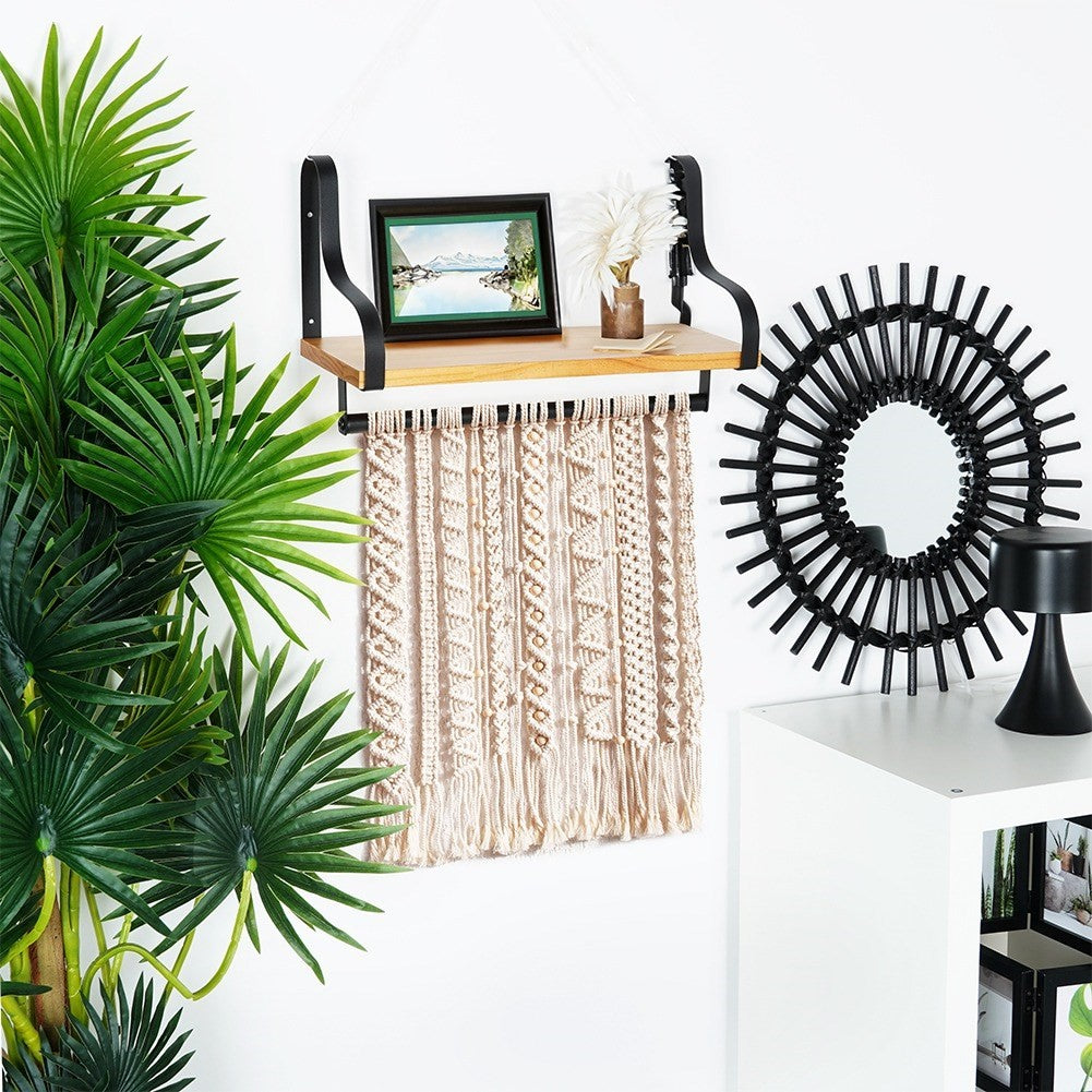 Industrial LOFT wall-mounted shelf in black metal and wood