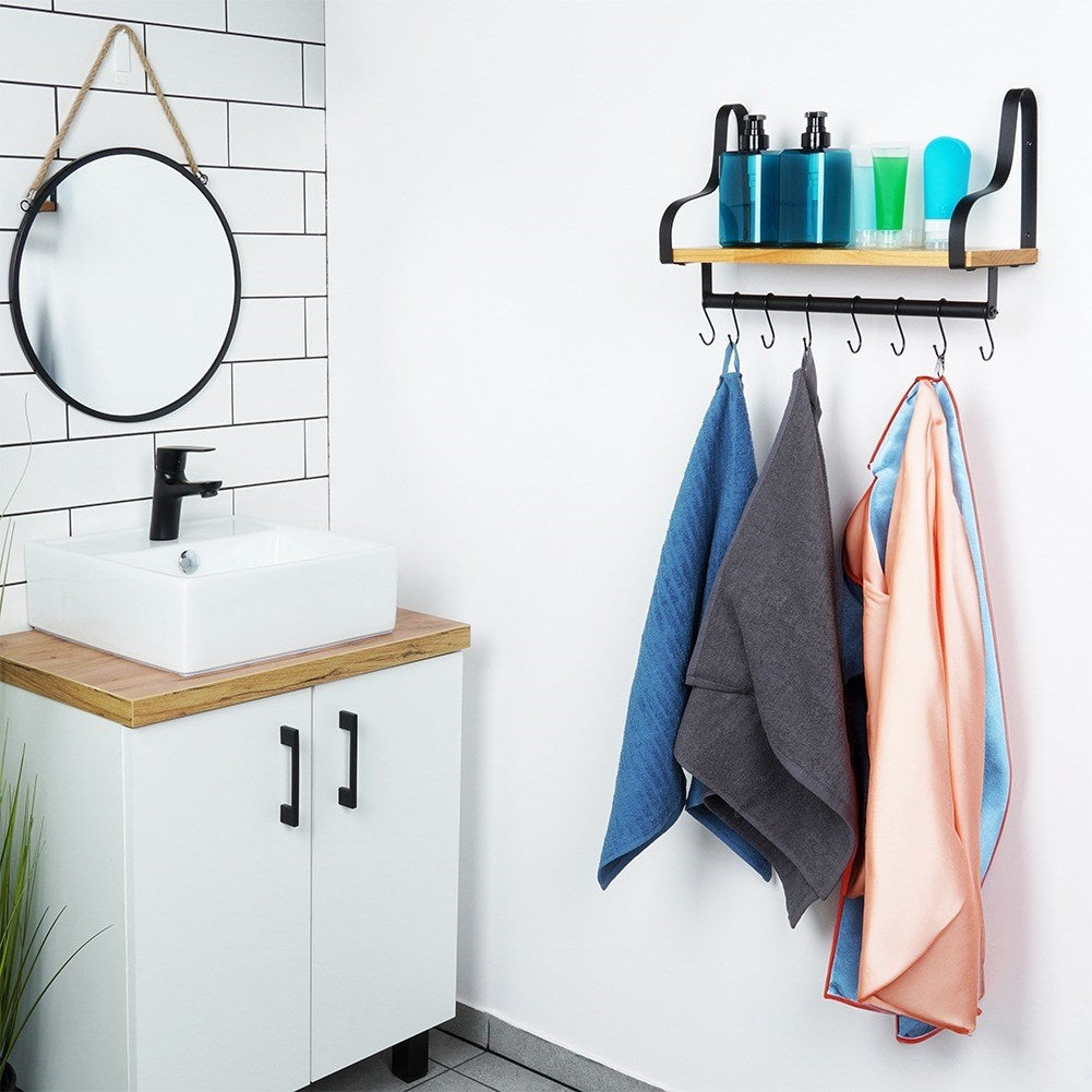 Industrial LOFT wall-mounted shelf in black metal and wood