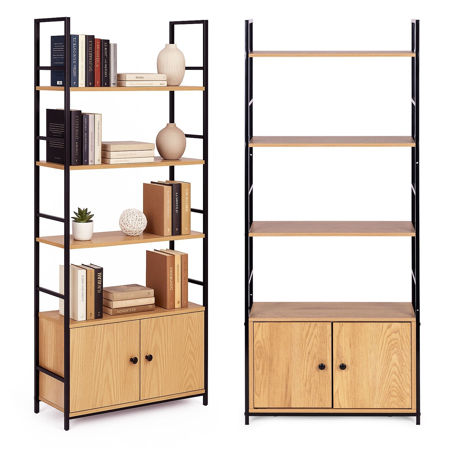 Industrial Loft Shelf with Cabinet and 4 Shelves ModernHome