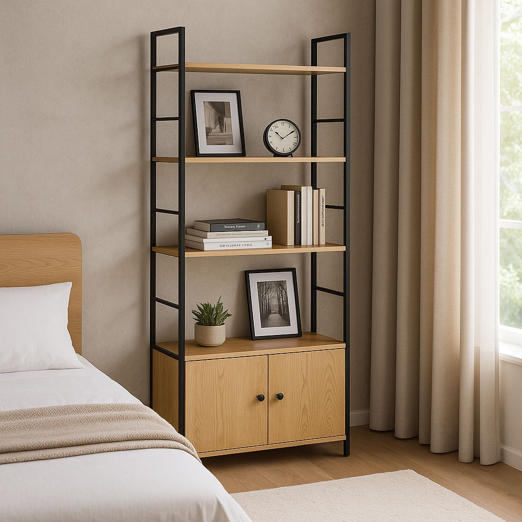 Industrial Loft Shelf with Cabinet and 4 Shelves ModernHome