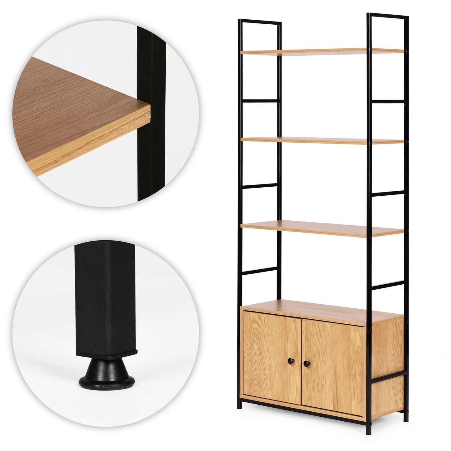 Industrial Loft Shelf with Cabinet and 4 Shelves ModernHome